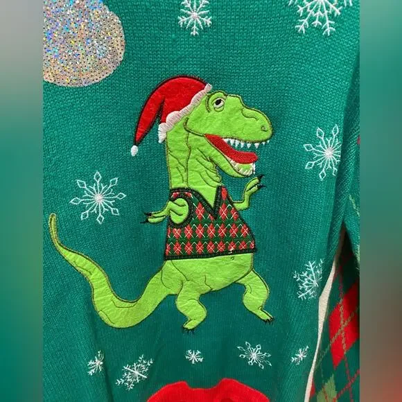 Jolly Sweaters Dinosaur Holiday Sweater - Picture 2 of 8